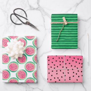 Feuille De Papier Cadeau Fun Summer Watermelon Pink Green Fruit