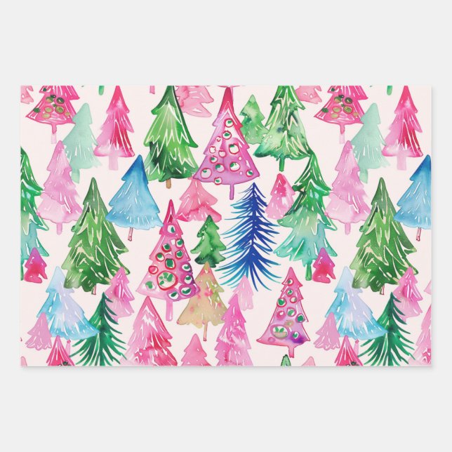Feuille De Papier Cadeau Funky Bright Thème de Noël (Devant)