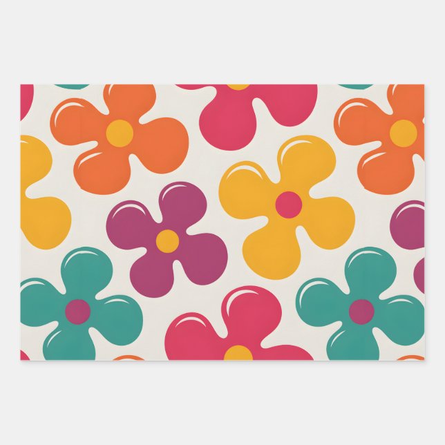 Feuille De Papier Cadeau Funky Florals (Devant)