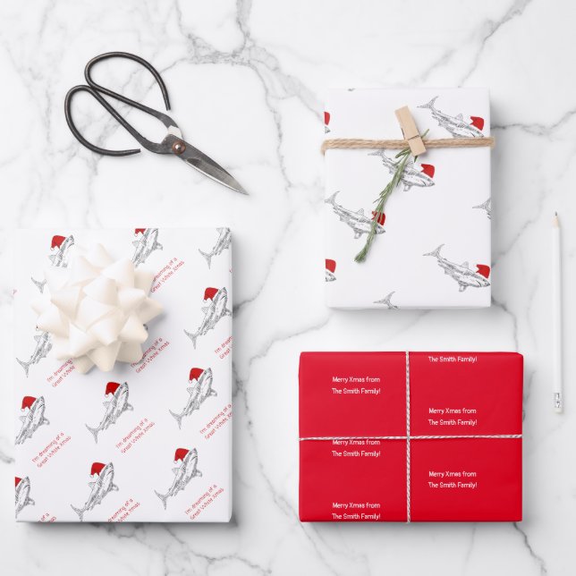 Feuille De Papier Cadeau Funny Aussie Shark carte de Noël  (Recto)