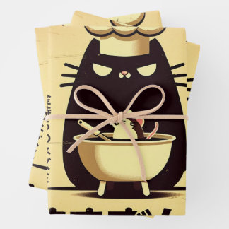 Feuille De Papier Cadeau Funny Cat Chef Cooking