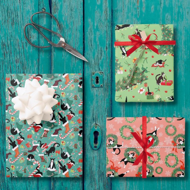 Feuille De Papier Cadeau Funny Cat Holiday Trio (Editors pick of my funny cat Christmas wrap trio. There are several collections and full rolls)