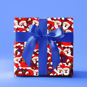 Feuille De Papier Cadeau Funny Christmas Modern Whimsical Père Noël Collage