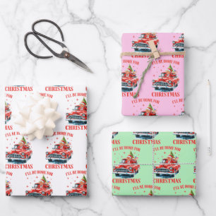 Feuille De Papier Cadeau Funny Père Noël Trump équitation Camion Rouge Joye