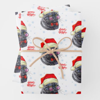Feuille De Papier Cadeau Funny Sophisticated Santa Hat Cat