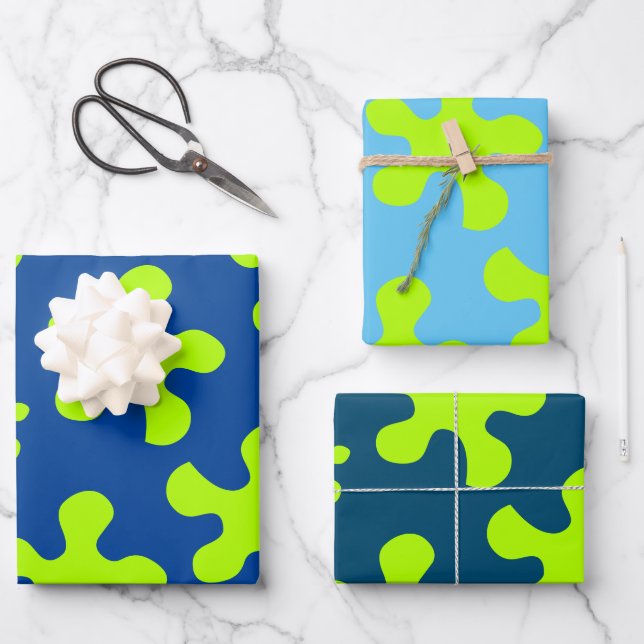 Feuille De Papier Cadeau Funny vert citron vert bleu assortiment cadeau (Recto)
