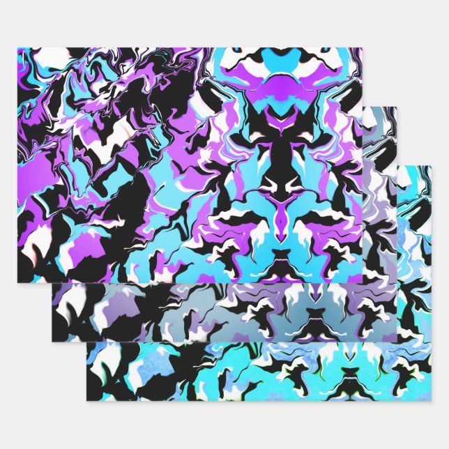 Feuille De Papier Cadeau Fusion colorée abstraite (Lot)