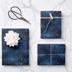 Feuille De Papier Cadeau Galaxie Bleue Abstrait