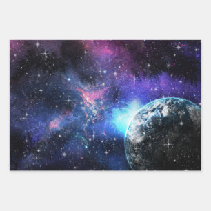 Feuille De Papier Cadeau Galaxie, Univers, Étoiles, Motif cadeau spatial
