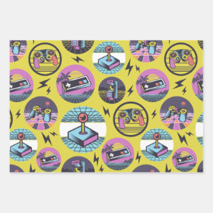 Feuille De Papier Cadeau Gamer Geek de jeu rétroactif des années 80