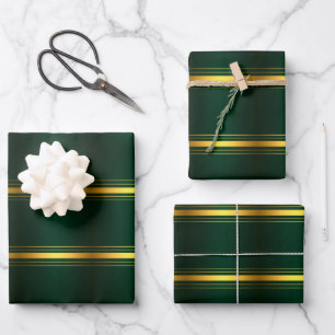 Feuille De Papier Cadeau Gamme de textiles de luxe tendance Green Gold