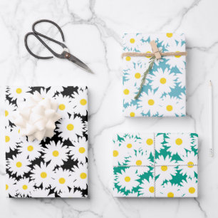 Feuille De Papier Cadeau Gamme Negative Space Daisies