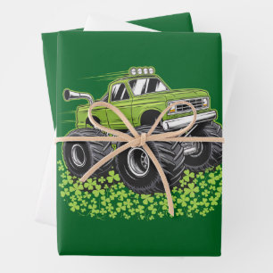Feuille De Papier Cadeau Garçon Saint-Patrick Enfant Chanceux Camion Monstr