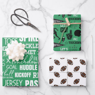 Feuille De Papier Cadeau Garçons Football Green Sports Anniversaire