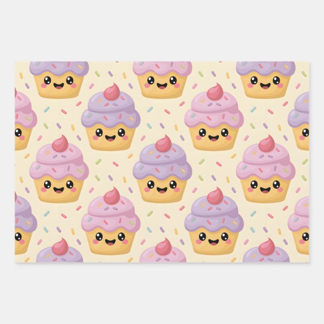 Feuille De Papier Cadeau Gâteau Kawaii (Devant)
