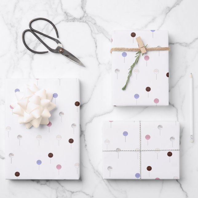 Feuille De Papier Cadeau Gâteaux partout sur blanc (Recto)