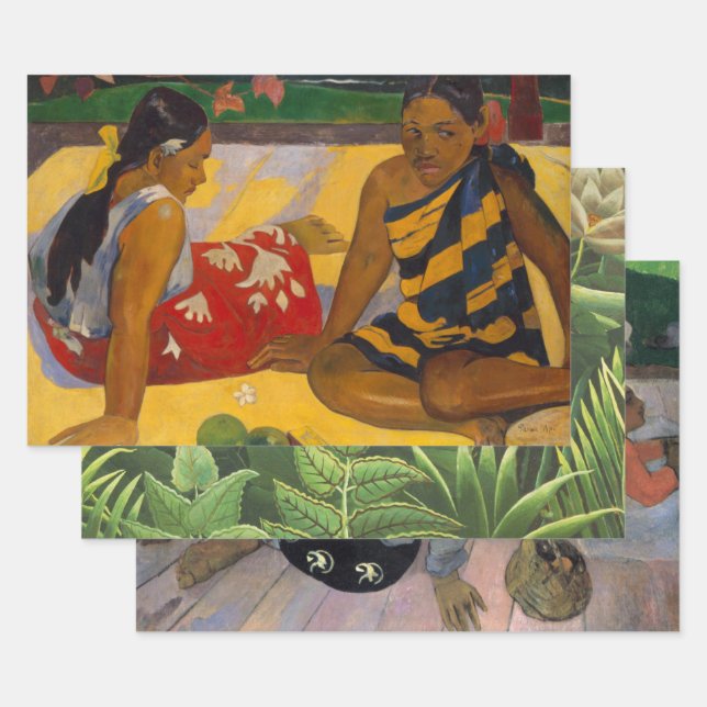 Feuille De Papier Cadeau Gauguin Polynésie Française Tahiti Femmes Peinture (Lot)