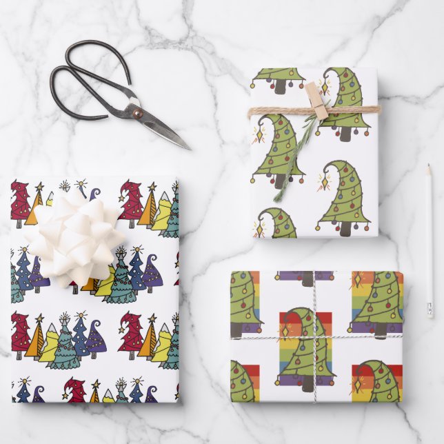 Feuille De Papier Cadeau Gay pride Arbre de Noël Arbre Motif (Recto)