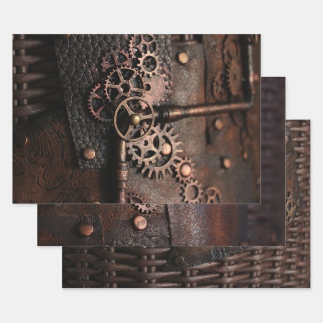 Feuille De Papier Cadeau Gears Steampunk Découpage (Lot)