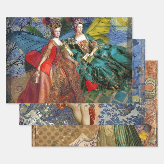 Feuille De Papier Cadeau Gemini gothique classique femme papillon Whimsical (Lot)