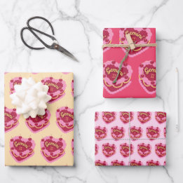 Feuille De Papier Cadeau Gemini Zodiac Coquette Coeur gâteau d'anniversaire