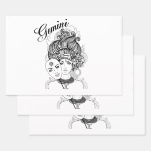 Feuille De Papier Cadeau Gemini Zodiac Design