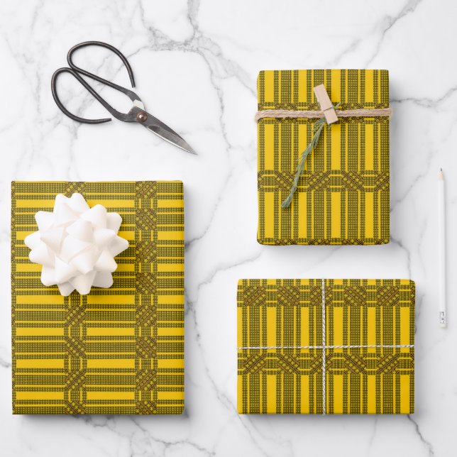 Feuille De Papier Cadeau Géométrique Africain Rétro (Recto)