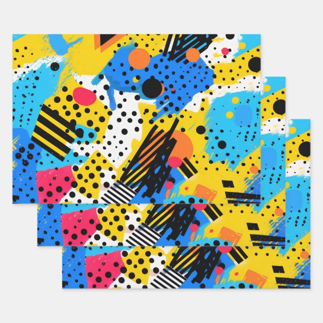 Feuille De Papier Cadeau Géométrique moderne (Lot)