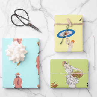 Feuille De Papier Cadeau George Barbier Illustrations de mode Vintage