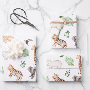 Feuille De Papier Cadeau gibier Animal With Jungle Tree