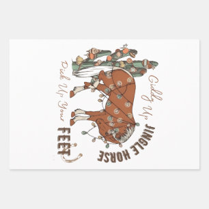 Feuille De Papier Cadeau Giddy Up Jingle Horses Ramassez Vos Pieds Noël