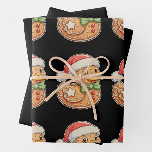 Feuille De Papier Cadeau Gingerbread Man Duck Christmas Xmas Holiday (En situation)