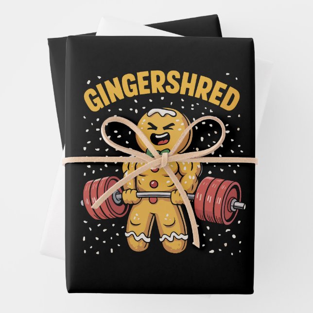 Feuille De Papier Cadeau Gingersher Funny Gingerbread Homme Gym Bodybuildin (En situation)