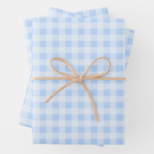 Feuille De Papier Cadeau Gingham bleu pastel