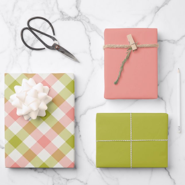 Feuille De Papier Cadeau Gingham Pastèque (Recto)