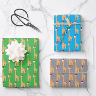 Feuille De Papier Cadeau Girafe de Noël