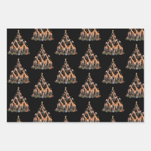 Feuille De Papier Cadeau Girafe sapin de Noël Père Noël African Wildlife Fa