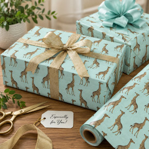 Feuille De Papier Cadeau Girafes adorables