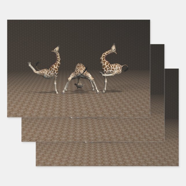 Feuille De Papier Cadeau Giraffes dansantes (Lot)