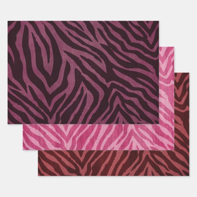Feuille De Papier Cadeau Girl Burgundy rose rouge Zebra Imprimer (Lot)