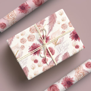 Feuille De Papier Cadeau Girl Pastel rose Floral Roses & Fleurs sauvages