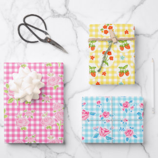 Feuille De Papier Cadeau girly gingham check pattern
