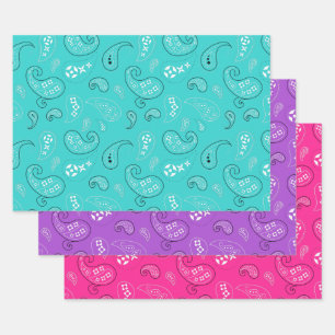 Feuille De Papier Cadeau Girly Paisley Bandana Assortiment