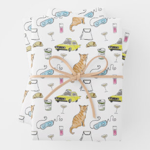 Feuille De Papier Cadeau Glam 1960 Tiara Cocktail Party Retro MidCentury