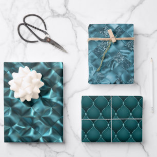 Feuille De Papier Cadeau Glam Abstrait bleu turquoise