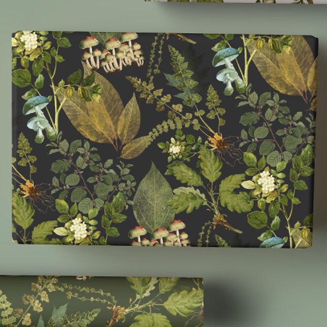 Feuille De Papier Cadeau Glam de forêt victorienne gothique foncé (Créateur téléchargé)