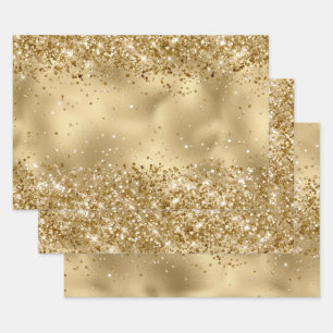 Feuille De Papier Cadeau Glam Gold Luxe Glitzy Sparkle Parties scintillant 