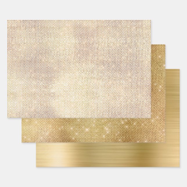 Feuille De Papier Cadeau Glam Gold Sparkle (Lot)