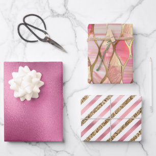 Feuille De Papier Cadeau Glam Pink Glitzy Parties scintillant