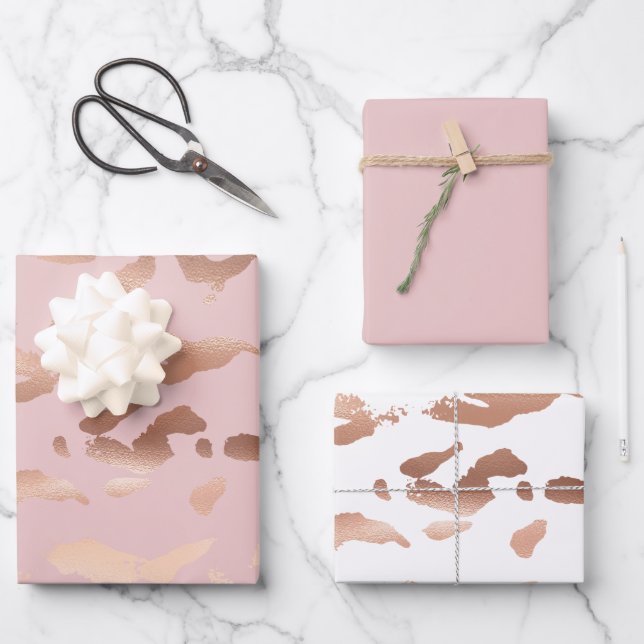 Feuille De Papier Cadeau Glam Rose Gold Blush Abstrait (Recto)